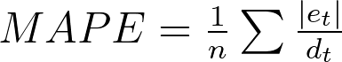 Forecast Accuracy Mean Absolute Percentage Error