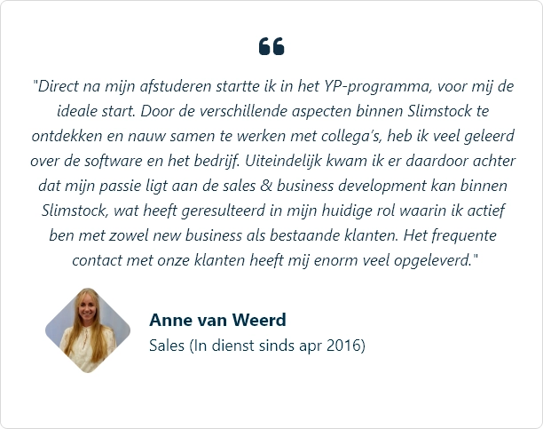 Anne Van Weerd Testimonial Slimstock Young Professional Programma